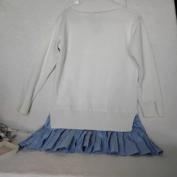 English Factory White Blue Sweater Dress for Women - Picture 2 of 9